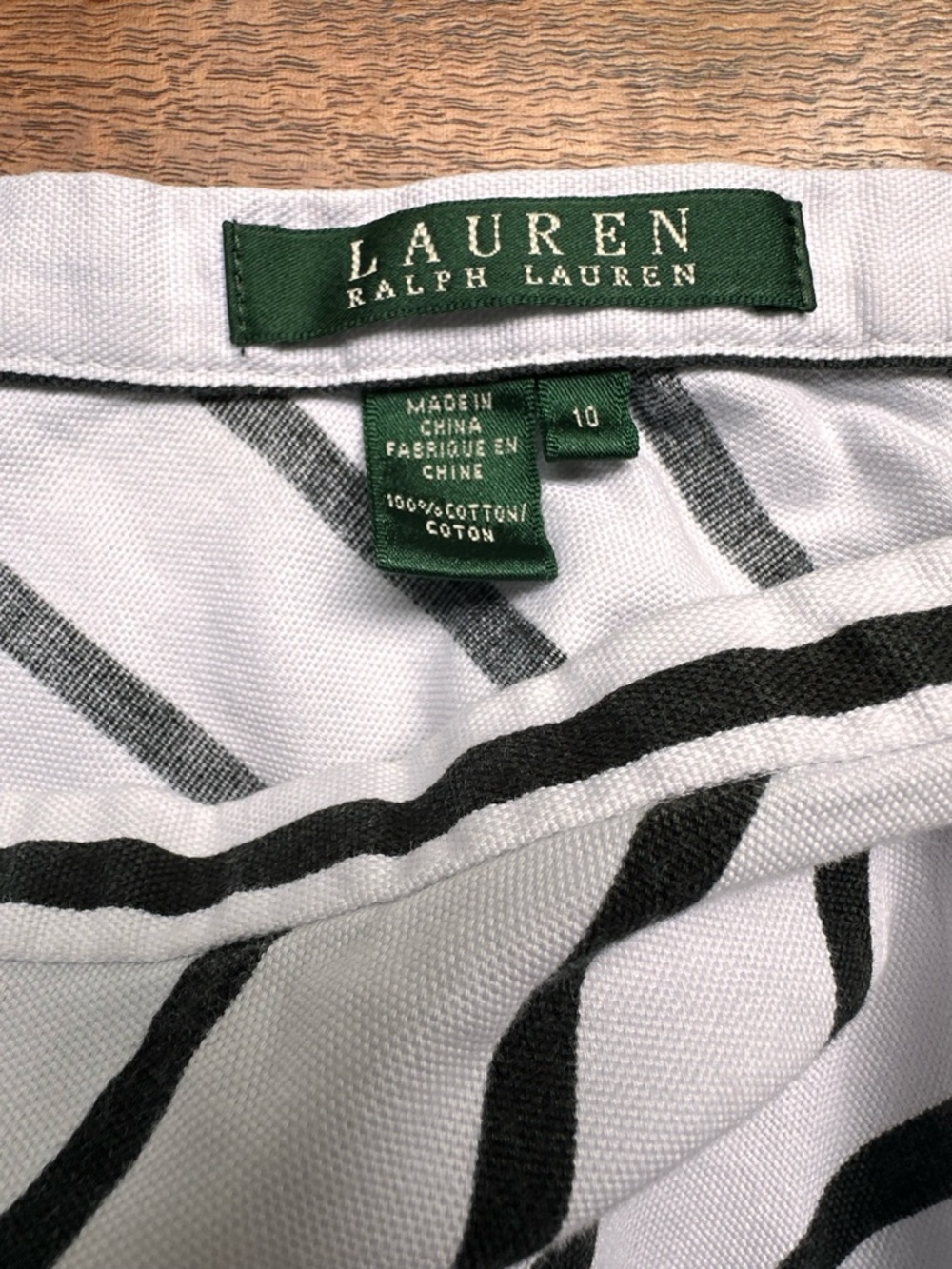 Lauren Ralph Lauren Black Striped A-Line Skirt Size 10 Classic Preppy Midi - Picture 4 of 6